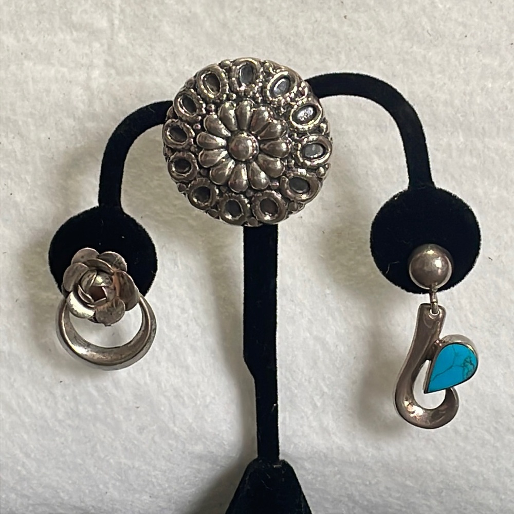 THREE Vintage Mexico 925 silver earrings.
